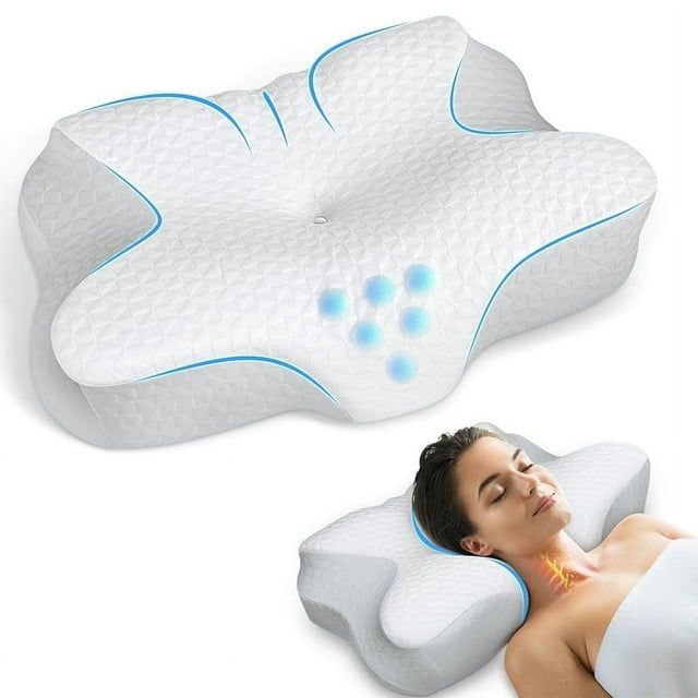Photo 1 of 
Neck Pillow Cervical Memory Foam Pillows, Cooling Contour Pillow for Neck Pain Relief, Ergonomic Orthopedic Bed Pillow for Side Back Stomach Sleepers with Breathable