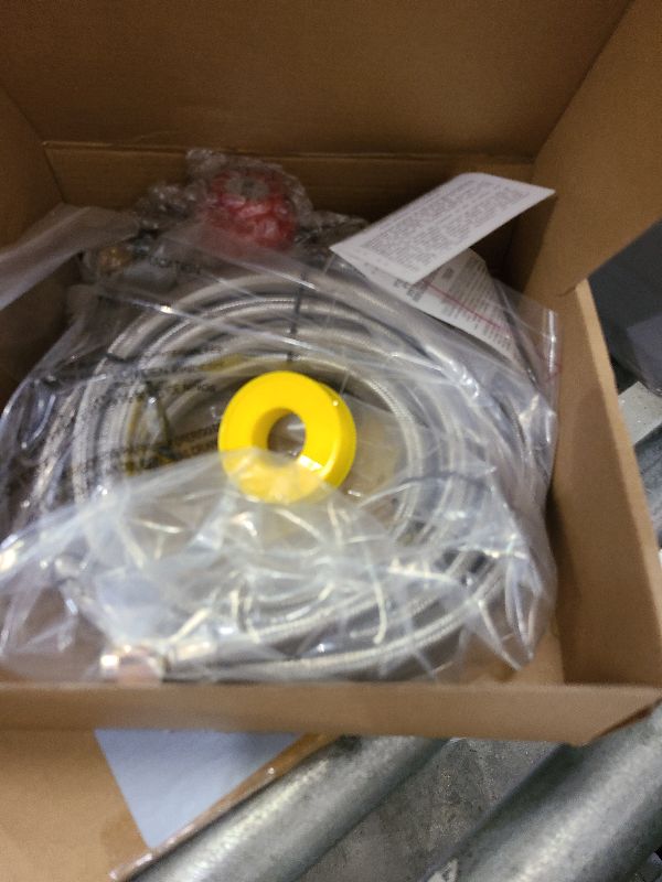 Photo 1 of 12FT High Pressure Propane Regulator with Hose, Adjustable 0-30 PSI Regulator with Gauge, Stainless Steel Braided Hose, Connect 5-100LB POL Propane Tank to Fire Pit Burner Heater Fryer Smoker Griddle
