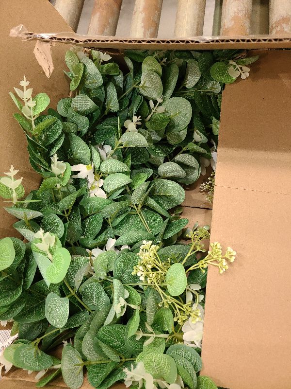 Photo 1 of 26'' Large Eucalyptus Wreaths for Front Door for All Seasons-Spring Summer Fall Autumn Winter Christmas Wreath,Neutral Everyday Greenery Wreath with Boxwood Leaves White Chrysanthemums for Decor
