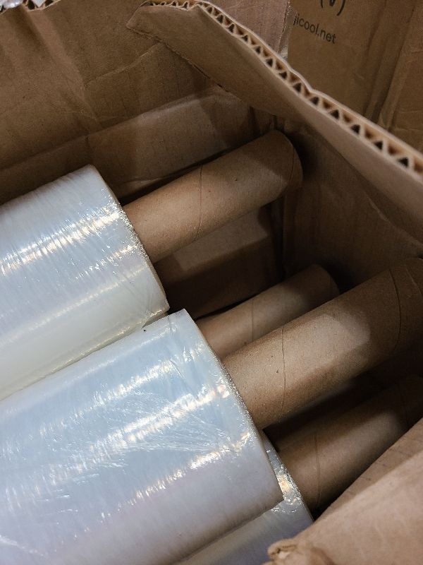 Photo 1 of 20 Inches X 1000 Feet Roll - Thick 80 Gauge - Plastic Film Shrink Wrap, for Moving Furniture Pallet Box Wrapping, Heavy Duty Stretch Industrial with Handles, Made in USA, Clear (4-Pack)