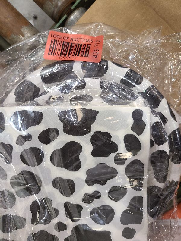 Photo 1 of 100 Pcs Cow Print Birthday Party Supplies,Includes 50 Pcs Cow Plates and 50 Pcs Cow Napkins,Disposable Cow Theme Party Supplies,Cow Theme Birthday Party Decorations (Cow Paper Plate)