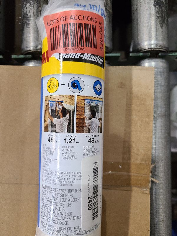 Photo 1 of 3M Hand Masker Advanced Masking Film, 48 in x 180 ft, Static Cling Keeps Film in Place, Prevents Liquids From Bleeding Through, Flake Resistant, For Indoors & Outdoors Use, 1 Roll (AMF48)