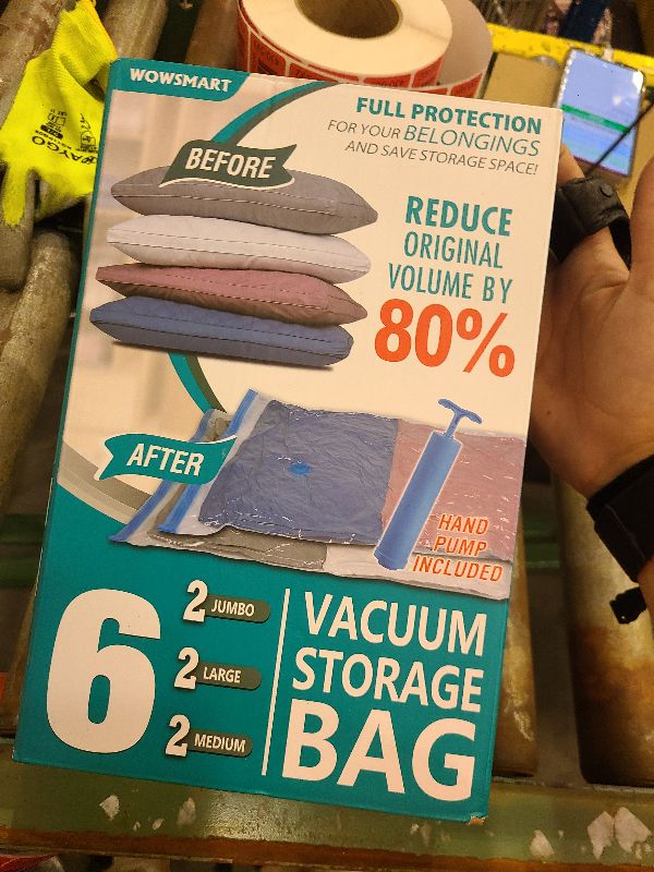 Photo 1 of 6 Pack Vacuum Storage Bags with Hand Pump, 80% Space Saver Vacuum Seal Storage Bags for Clothing, Travel Lugggage, Blankets, Comforters