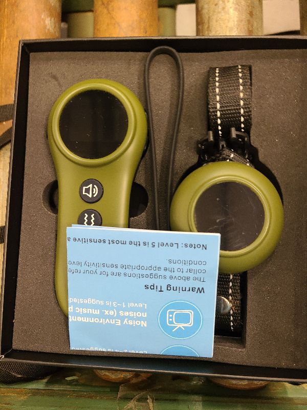 Photo 1 of 2-in-1 Dog Shock Collar & Dog Bark Collar - Smart Anti Barking Dog Training Collar with 5 Adjustable Sensitivity & 3300FT Remote for All Breeds IP67 Waterproof Rechargeable E-Collar (Green)