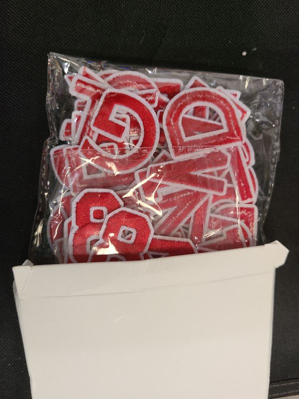 Photo 1 of 144Pcs Iron on Letters and Numbers Patches, Black and Red Iron on Letter Patches,Adhesive Alphabet Embroidered Patch A-Z,Numbers 0-9 Applique for Clothes, Dress, Hat, Socks, Jeans, DIY Accessories