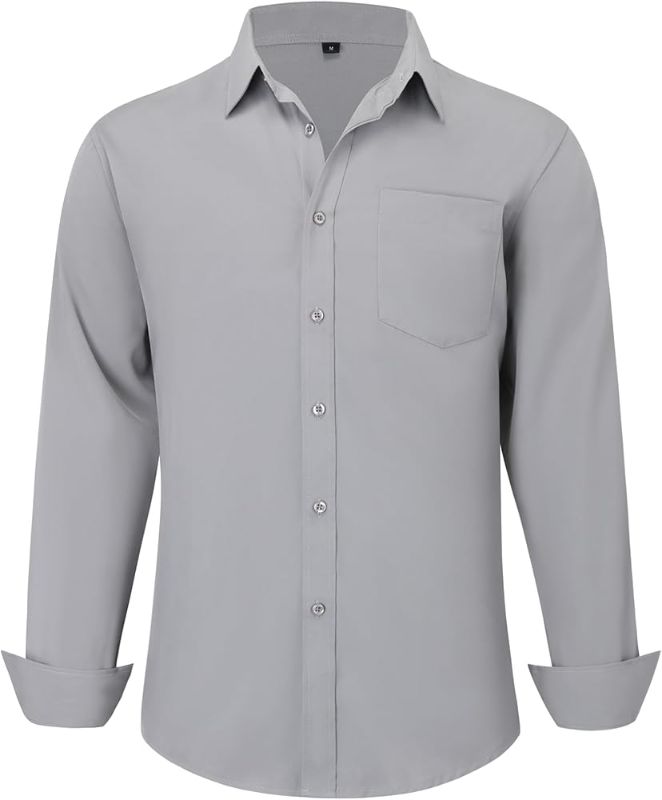 Photo 1 of 
Visit the Store, CIGENU
CIGENU
Visit the Store
4.4
4.4 out of 5 stars
(452)
Men's Long Sleeve Dress Shirts, Regular Fit Stretch Wrinkle-Free Business Casual Button-Down Shirts with Front Pocket size XL