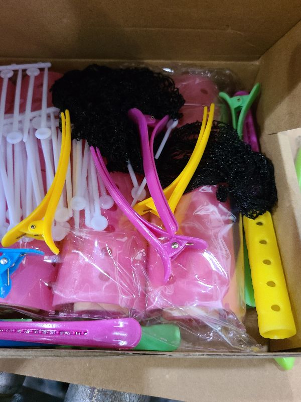 Photo 1 of 141 Pieces Hair Rollers Set Include 60 Plastic Hair Rollers (Multicolor,6 Size)