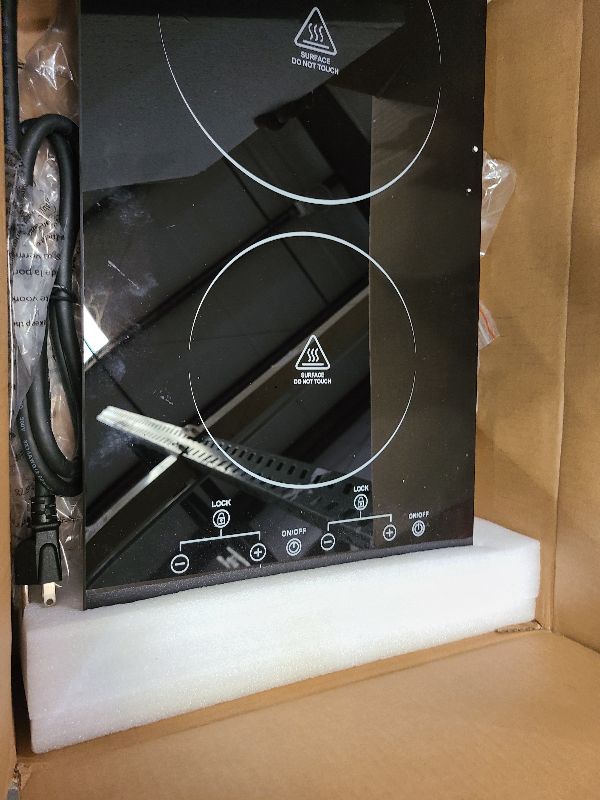 Photo 1 of 2 Burner Electric Cooktop, 12 Inch Stove Top, Built-in With Sensor Touch Control, Timer & Child Lock, Keep Warm, 9 Power Levels, 1600W, 110V (Include Plug)