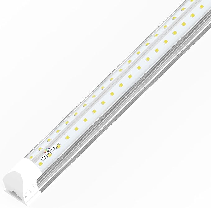 Photo 1 of  V-Shape Integrated LED Tube Light - Linkable 30W T8 4ft Shop Lights, 6500K Daylight, 3900 Lumens LED Fixture with Clear Lens, Wide Beam Angle for Garage, Workshop, Basement, & Warehouse