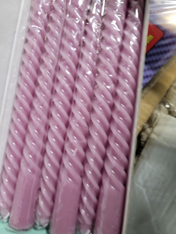 Photo 1 of 6 Pack 10 Inch Lilac-Purple Spiral Taper Candles for Celebrations and Religious Ceremonies, Unscented Dripless Twisted Candlesticks for Dinner Decorative Accents Relaxation and Meditation