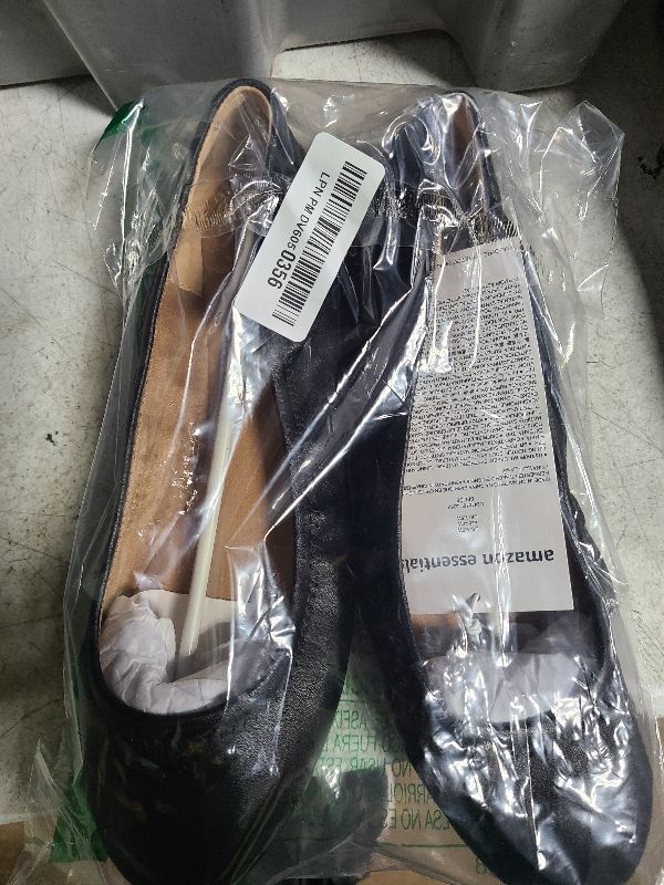 Photo 1 of Amazon Essentials Women's Belice Ballet Flat, Black Faux Leather, 9.5 Wide