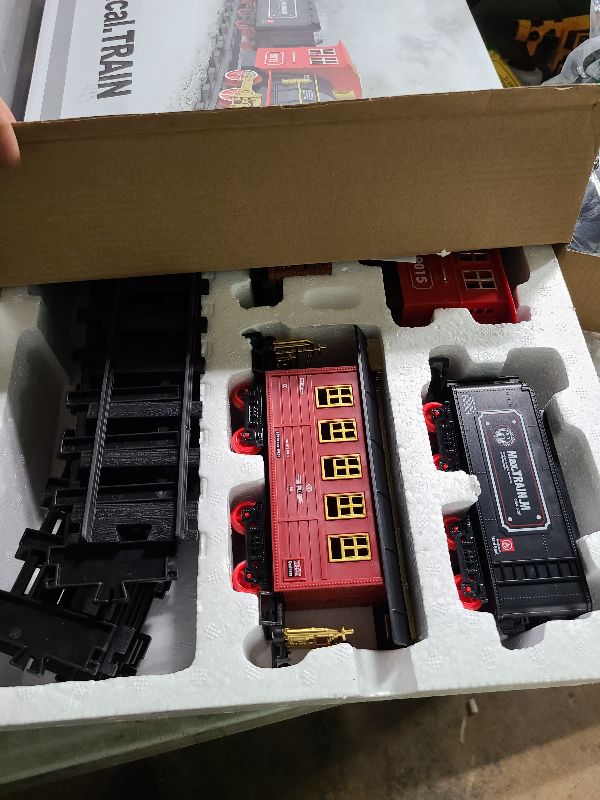 Photo 1 of Hot Bee Train Set - Train Toys for Boys with Smokes, Lights and Sound, Toy Train Set for Under Christmas Tree, Toddler Model Trains for 3 4 5 6 7 8+ Years Old Kids Christmas Toys Gifts