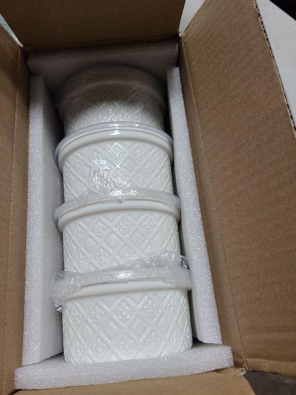 Photo 1 of MISSYSSIM 9 oz Ramekins with Lids, Creme Brulee Ramekins Oven Safe, Small Ceramic Serving Bowls, White Custard Cups for Baking, Dipping Sauce Cups, Pinch Bowls Ideal for Birthday Party, Set of 4