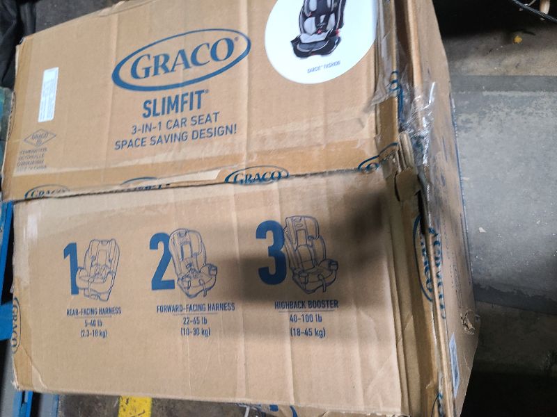 Photo 1 of Graco SlimFit 3-in-1 Convertible Car Seat, Ultra-Space-Saving Design, Darcie, Suitable for Rear and Forward-Facing, Highback Booster Seat with 10-Position Headrest