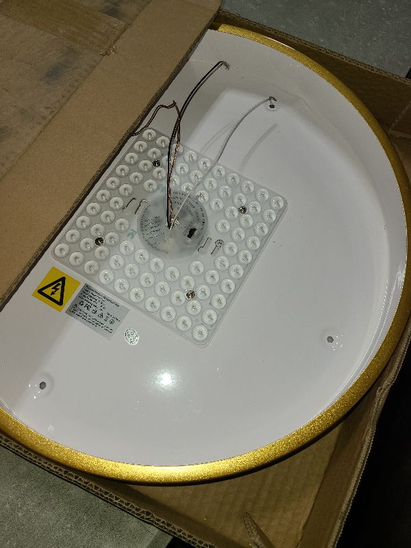 Photo 1 of Wheatronic Gold LED Flush Mount Ceiling Light Fixture, 15 inch, 36W, Dimmable, Modern Kitchen, Bedroom, Bathroom, Living Room Lighting