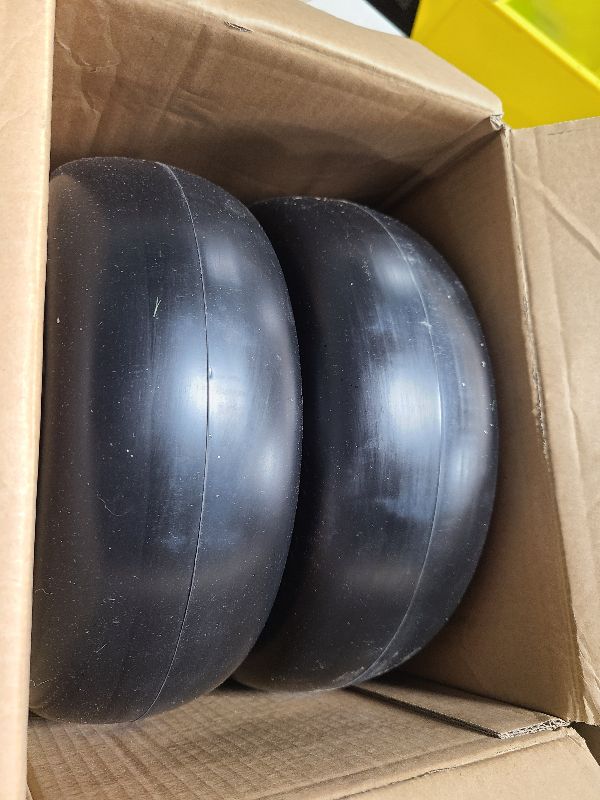 Photo 1 of 11x4.00-5” Flat Free Lawn Mower Tire and Wheel with 3/4" or 5/8" Bushings, 3.4"-4"-4.5"-5" Centered Hub, Smooth Tread Tire for Zero Turn Mowers, 2 Pack