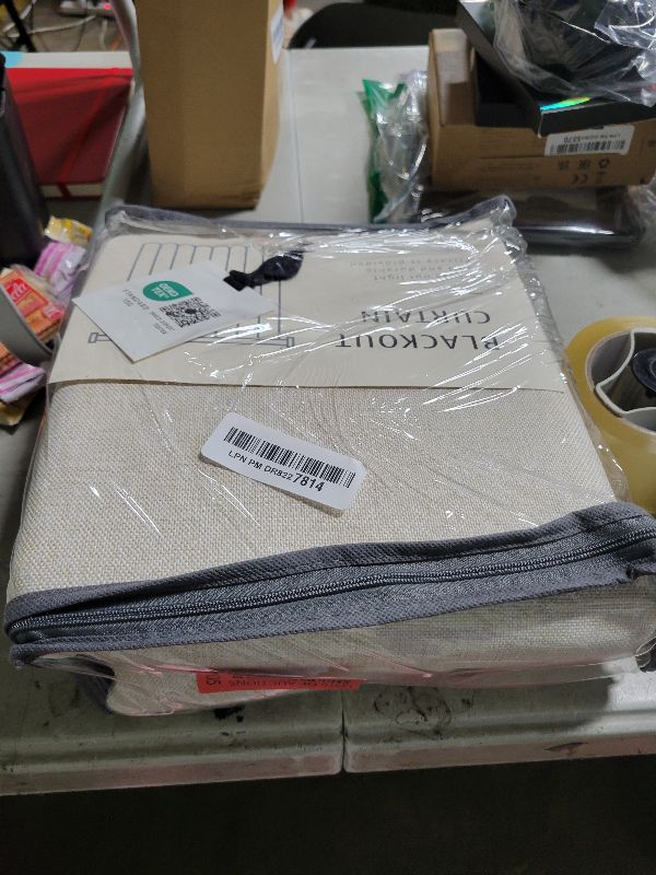 Photo 1 of 100% Blackout Shield Linen Blackout Curtains for Bedroom 84 Inches Long, Back Tab/Rod Pocket Living Room Drapes, Thermal Insulated Blackout Curtains 2 Panels Set, 50" W x 84" L, Cream