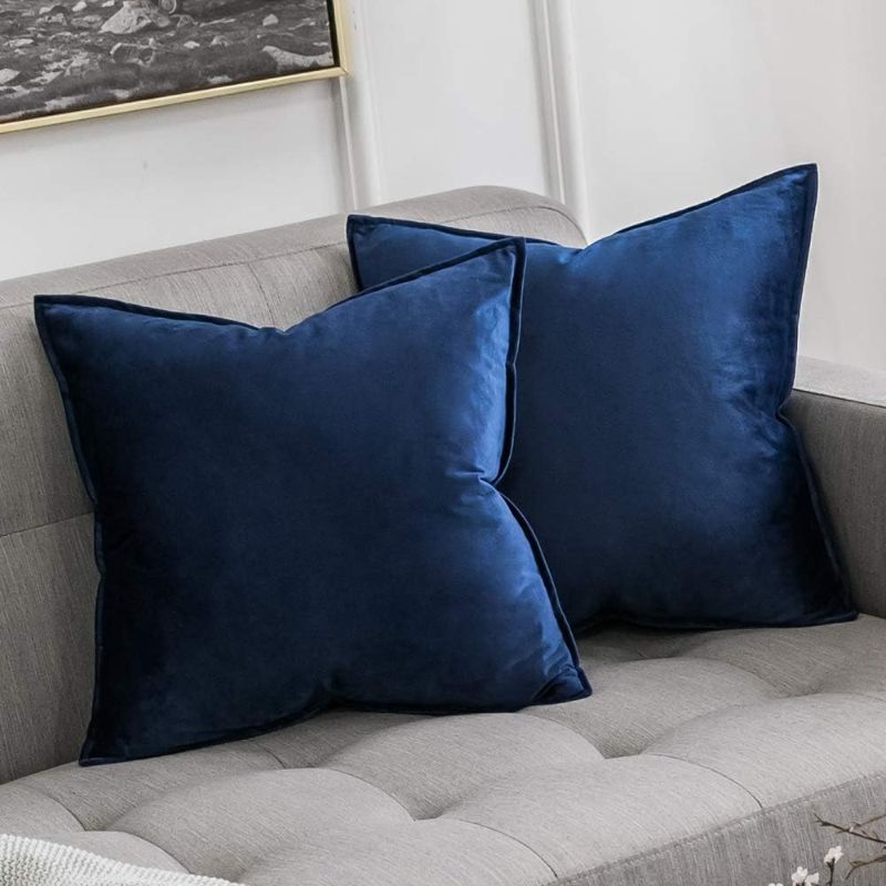 Photo 1 of MIULEE Pack of 2 Decorative Velvet Pillow Covers Soft Square Throw Pillow Covers Solid Cushion Covers Jam Pillow Cases for Spring Sofa Bedroom Car 20x20 Inch 50x50 Cm