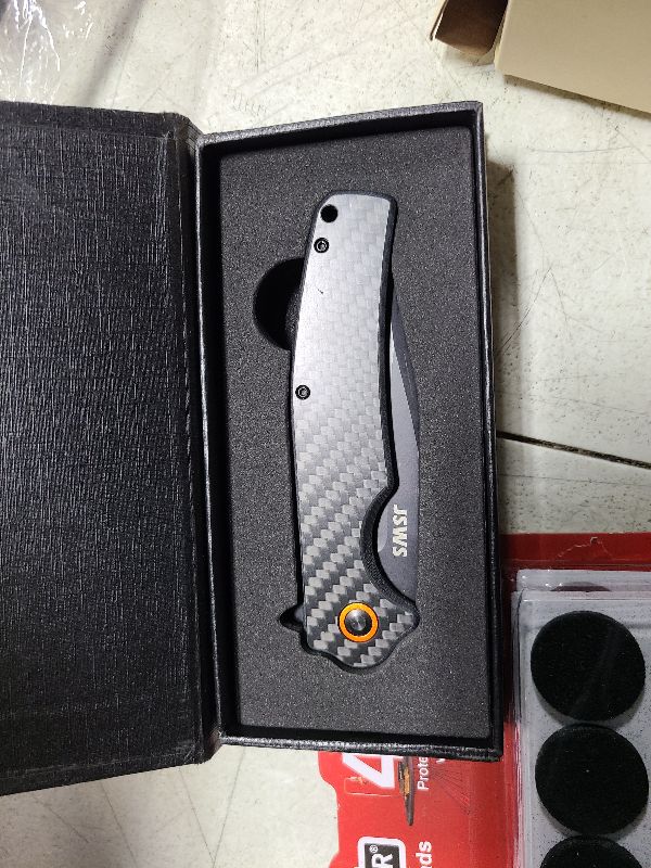 Photo 1 of JSWS Folding Tactical Pocket Knife Lightweight Carbon Fiber Handle D2 Stainless Steel Blade with Liner Lock 3.38'' EDC Knife is Perfect for Camping Fishing Hiking Survival Makes a Great Gift