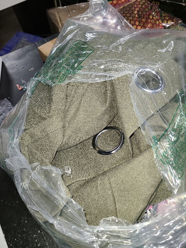 Photo 1 of 108 Inches Long Olive Green Textured Linen 100% Blackout Curtains for Villa Bedroom - 2 Panels Burlap Thermal Insulated Curtain Drapes for Patio Door/Large Window 9FT Tall (W 52 x L 108 Inch)