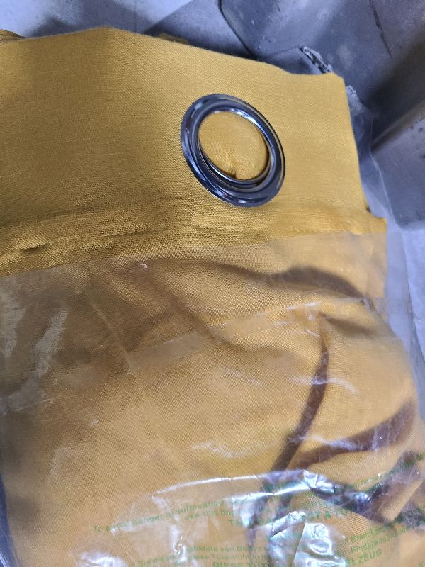 Photo 1 of NICETOWN Citrine Linen Curtains 108 inches Long, Grommet Decorative Semi Sheer Gold Curtains Linen Blend Window Drapes Privacy with Light Filtering for Living Room, W52 x L108, 2 Panels