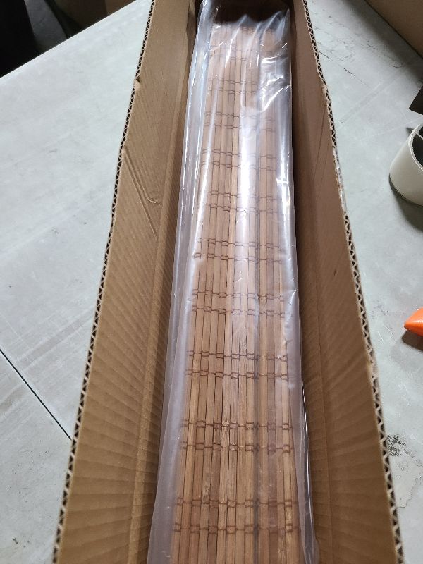 Photo 1 of LazBlinds No Tools No Drill Cordless Bamboo Roman Shades, Light Filtering Window Treatment, Roll Up Bamboo Blinds for Window 26'' W x 64'' H, Ceylon Light Russet