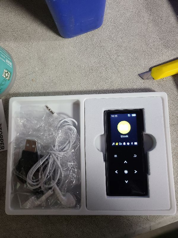 Photo 1 of 128GB MP3 Player with Bluetooth 5.2, AiMoonsa Music Player with Built-in HD Speaker, FM Radio, Voice Recorder, HiFi Sound, E-Book Function, Earphones Included (Black 128G)