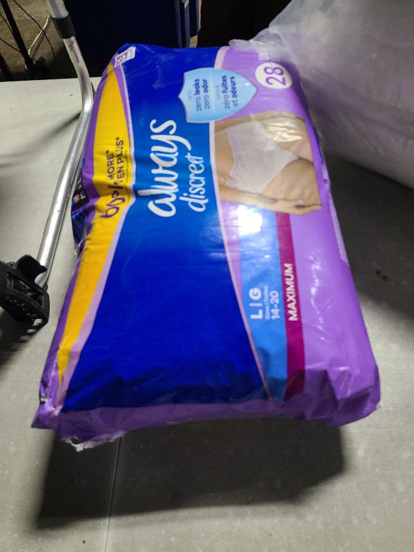 Photo 1 of Always Discreet, Incontinence & Postpartum Underwear for Women, Maximum, Large, 28 Count