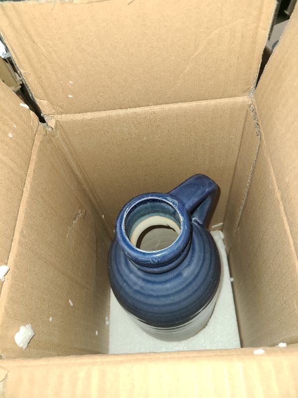 Photo 1 of 12.5" Blue Ceramic Vase for Home Decor Large Decorative Vase Boho Pottery Bud Vase for Flowers Rustic Farmhouse Tall Single Flower Vase for Centerpieces Pampas Grass