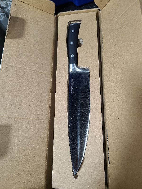 Photo 1 of Amazon Basics Classic 8-inch Chef’s Knife with Three Rivets, Silver