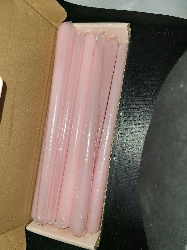 Photo 1 of 10 Inch Baby-Pink Taper Candles for Home Decoration, 10 Pack Unscented Candlesticks for Dinner Wedding Party, Smokeless and Dripless Candle Sticks
