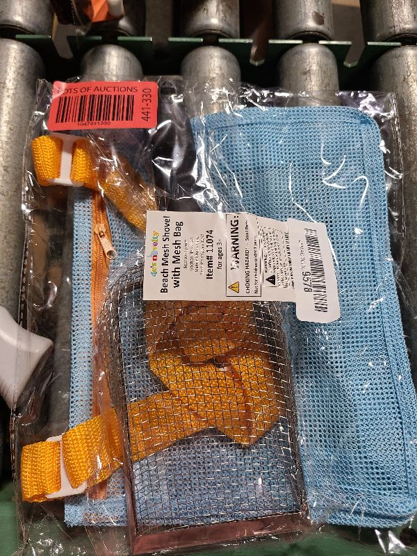 Photo 1 of 4E's Novelty Shark Tooth Sifter for Beach with Small Mesh Beach Bag for Shell Collecting, Metal Sand Scoop for Picking Up Shells - Beach Toys for Kids (1 Set)