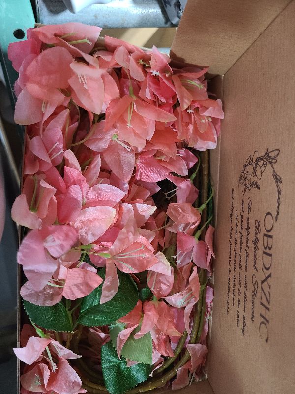 Photo 1 of 30 Inch Silk Bougainvillea Artificial Flowers, UV Resistant, Pack of 6 pcs, 18 branch, Faux Flower Stems, Fake Bougainvillea Vines, Using for Wedding & Porch & Home & party & Garden Decor (Pink)