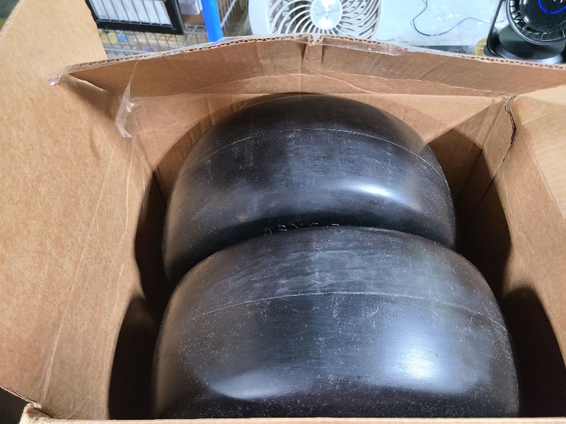 Photo 1 of 13x6.50-6 Lawn Mower Tires Flat Free, Zero Turn Mower Front Tires for Residential and Commercial, 13x6.5-6 Flat Free Tire and Wheel, 3/4" & 5/8" Bearing, 3.25"-7.65" Center Hub, 2Pack Yellow 
