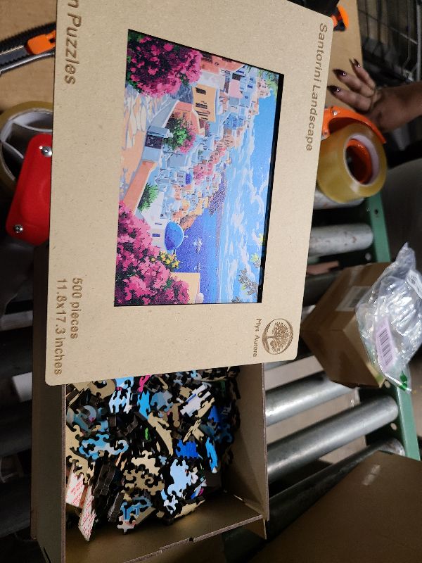 Photo 1 of 500 Pieces Puzzles for Adults, Santorini Wooden Puzzles, Unique Shaped Jigsaw Puzzle Birthday Scenery Gift Challenging Family Game for Kids and Adults 17.8 * 11.3 inch