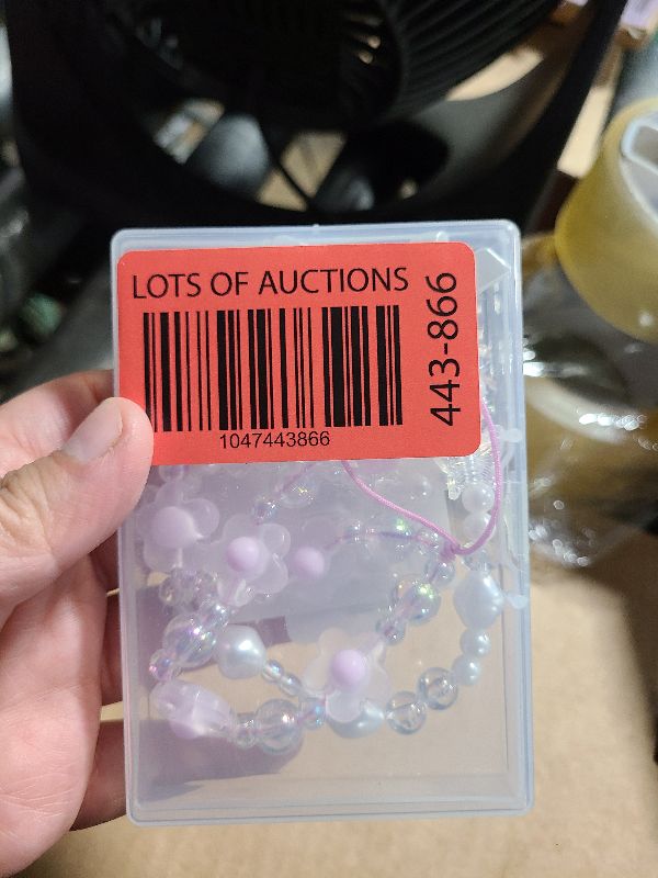 Photo 1 of 2pcs Beaded Phone Bracelet Strap, Crystal Butterfly Flower Pearl Phone Beaded Wrist Strap Phone Bracelet Lanyard for Women Phone Keychain Charm (White, Purple)