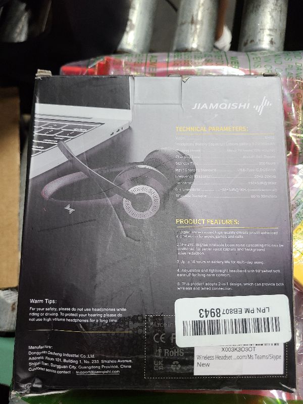 Photo 1 of Wireless Headset with AI Noise Cancelling Microphone Bluetooth Headset - Bluetooth V5.2 Headphones with USB Dongle & Mic Mute for Computer/Laptop/PC/iPhone/Android/Cell Phones (Bluetooth+USB Dongle)