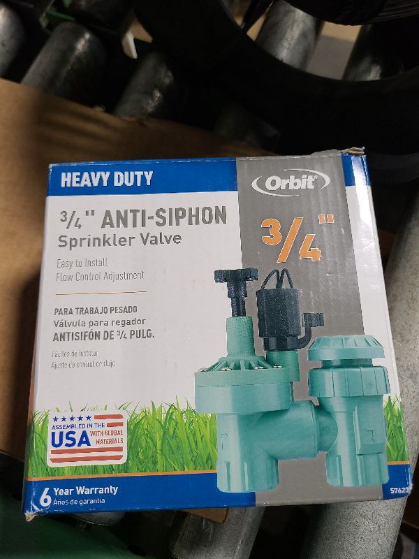 Photo 1 of 1-Pack Orbit 57623 3/4" FPT 100 Series Anti-Siphon Automatic Sprinkler Valve with Flow Control