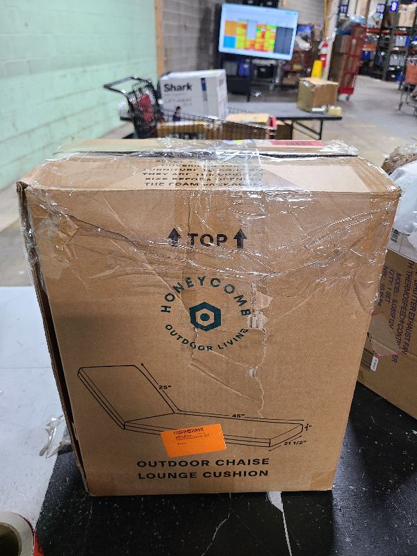 Photo 1 of Honeycomb Outdoor Chaise Lounge, 22.5 x 70, Textured Solid Bone Chair Cushion for Patio Furniture