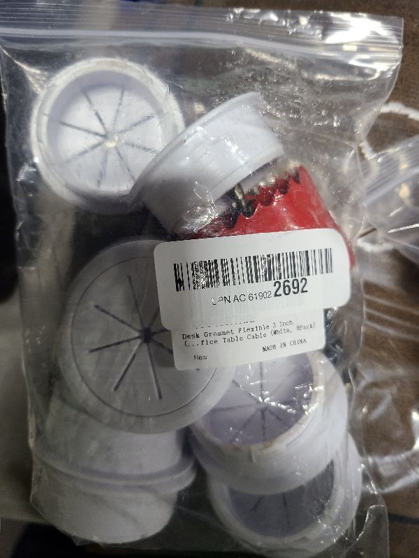 Photo 1 of 2 Inch (50 mm) Desk Grommet - 8 Pieces Cable Cover, ABS Plastic Cord Hole Cover with Hole Saw for Wires Through Countertop, White