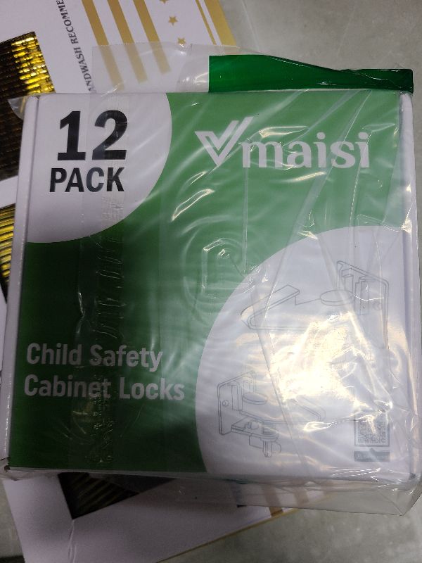 Photo 1 of 12 Pack Cabinet Locks Child Safety Latches - Vmaisi Baby Proofing Cabinets Drawer Lock with Adhesive Easy Installation - No Drilling or Extra Screws (White)