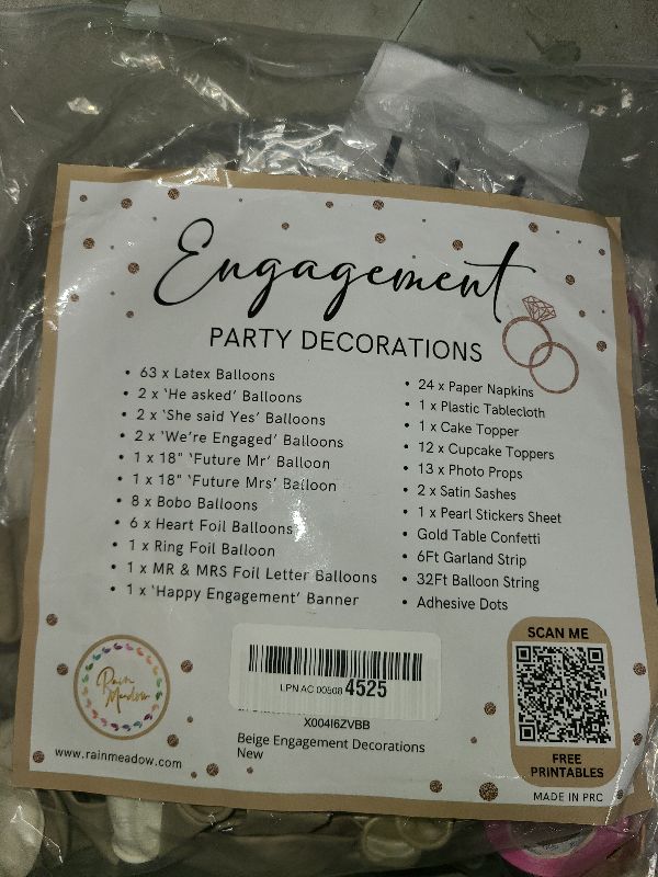 Photo 1 of 261 Pc Premium Engagement Party Decorations Kit – Elegant Mr. & Mrs. Wedding Balloons, Happy Engagement Banner, Diamond Ring White Gold Balloons, Cupcake Toppers – Classy Bride To Be Decor