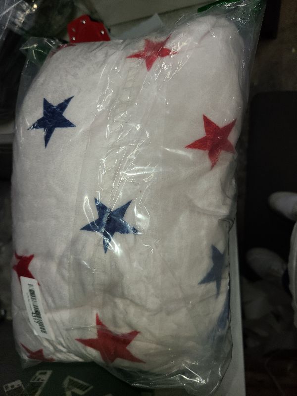 Photo 1 of 4th of July Blue Red Patriotic Throw Blanket 60"x50" Star Print Memorial Independence Day Blanket Lightweight Soft Blanket Farmhouse Seasonal Holiday Themed Decor for Home Living Room Sofa Couch Bed