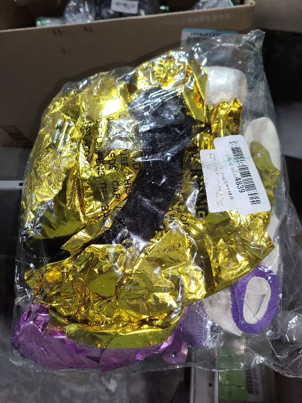 Photo 1 of Graduation Decorations Class of 2025, Purple and Gold Graduation Decorations Include Grad Backdrop, Banner, Hanging Swirls, Porch Sign, Balloons, Foil Number 2025 for Congrats Grad Party Supplies