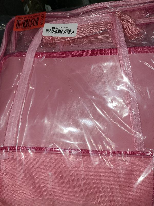 Photo 1 of 6 Pieces Large Clear Travel Packing Cube Clear Vinyl Zippered Storage Bags See Through Moving Bag PVC Multipurpose Pouch with Handle for Suitcase Shirts Dress Storage (Pink,11.8 x 10.2 x 3.9 Inch)
