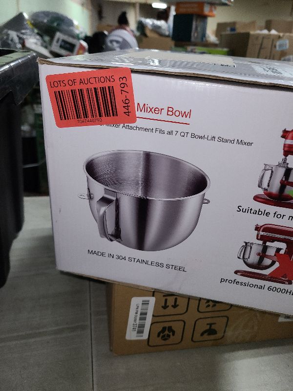 Photo 1 of 7QT Stainless Steel Mixer Bowl for Kitchenaid Stand Mixers, Kitchen Aid Mixing Bowl for 7QT Lift Mixer with Handle
