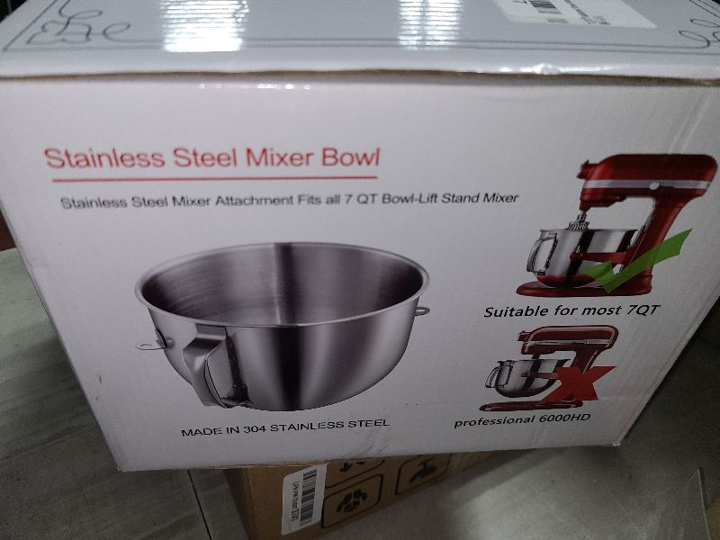 Photo 1 of 7QT Stainless Steel Mixer Bowl for Kitchenaid Stand Mixers, Kitchen Aid Mixing Bowl for 7QT Lift Mixer with Handle