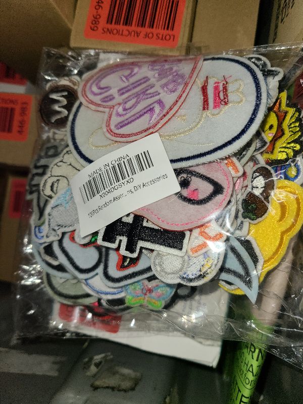 Photo 1 of 100Pcs Random Assorted Styles Embroidered Patches, Sew on/Iron on Patch Applique for Clothes, Dress, Hat, Jeans, DIY Accessories