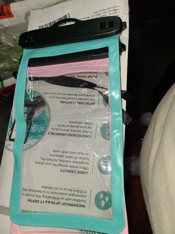 Photo 1 of 4 Pack 10.5“ Large Waterproof Phone Pouch - Underwater Clear Cell Holder - Universal Water Proof Dry Bag with Neck Lanyard for iPhone 16 Pro Max Samsung Galaxy with Heavy Case for Beach Swimming Pool