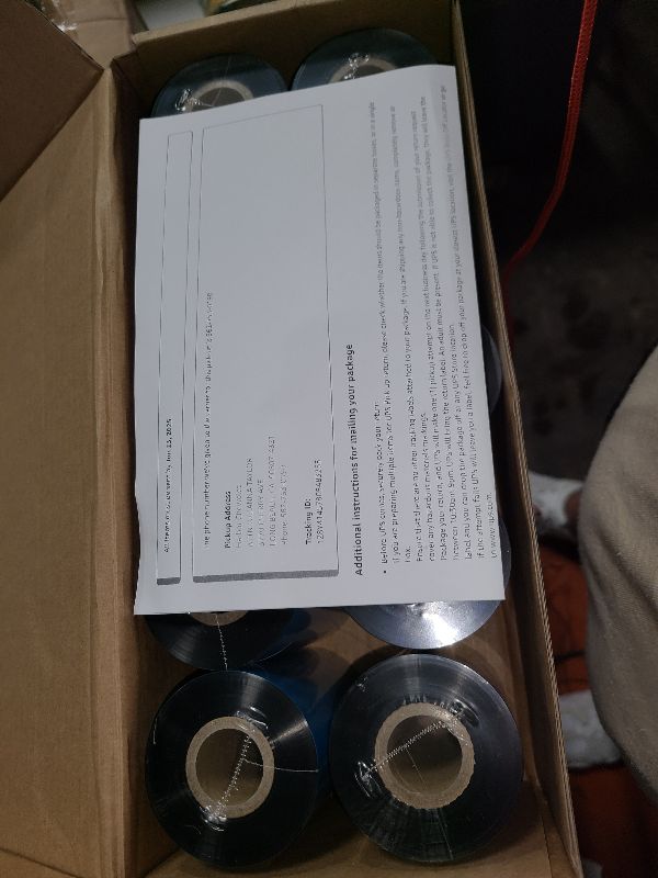 Photo 1 of (10 Rolls) 4.33'' x 984' Premium Resin Enhanced Wax Ribbon, 110mm x 300m Black Thermal Transfer Ribbon, Barcode Thermal Label Printer Ribbon, CSO-Ink Outside, 1'' Core for Zebra, TSC, GoDex, Citizen